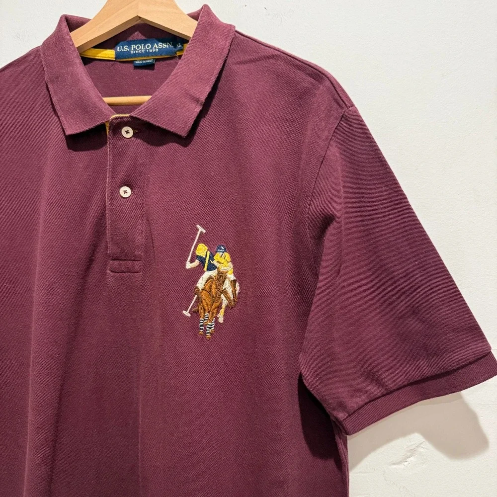 Y2K US Polo‎ Assn Mens Maroon Short Sleeve Polo Shirt Size XL